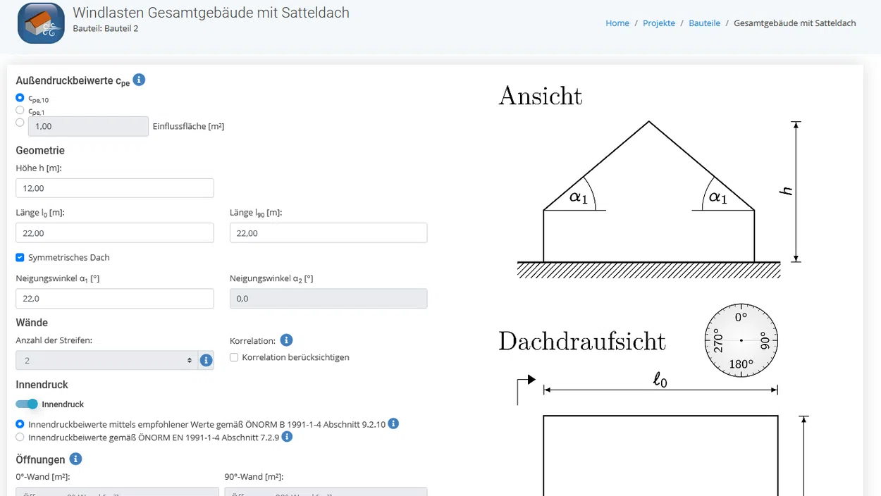 Windlastberechnung Schneelastberechnung online